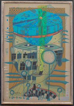 FRIEDENSREICH HUNDERTWASSER, färgserigrafi med metallprägling, signerad och numrerad 244/250.