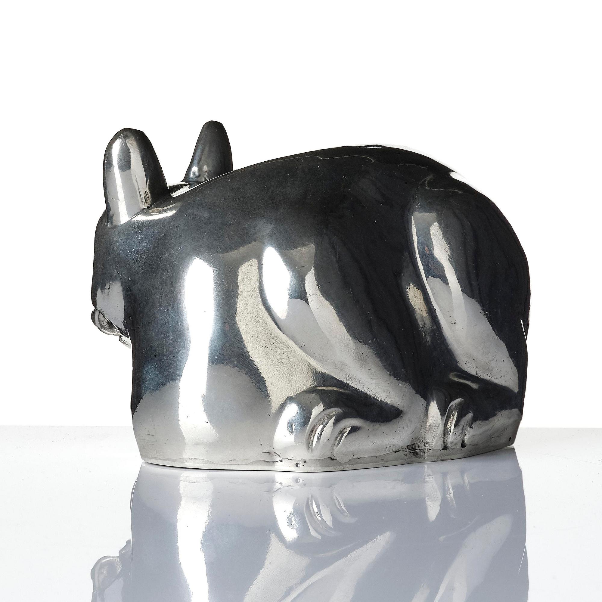 Estrid Ericson, a pewter sculpture of a Siamese cat, Firma Svenskt Tenn, Stockholm, 1968, model "A 2580".
