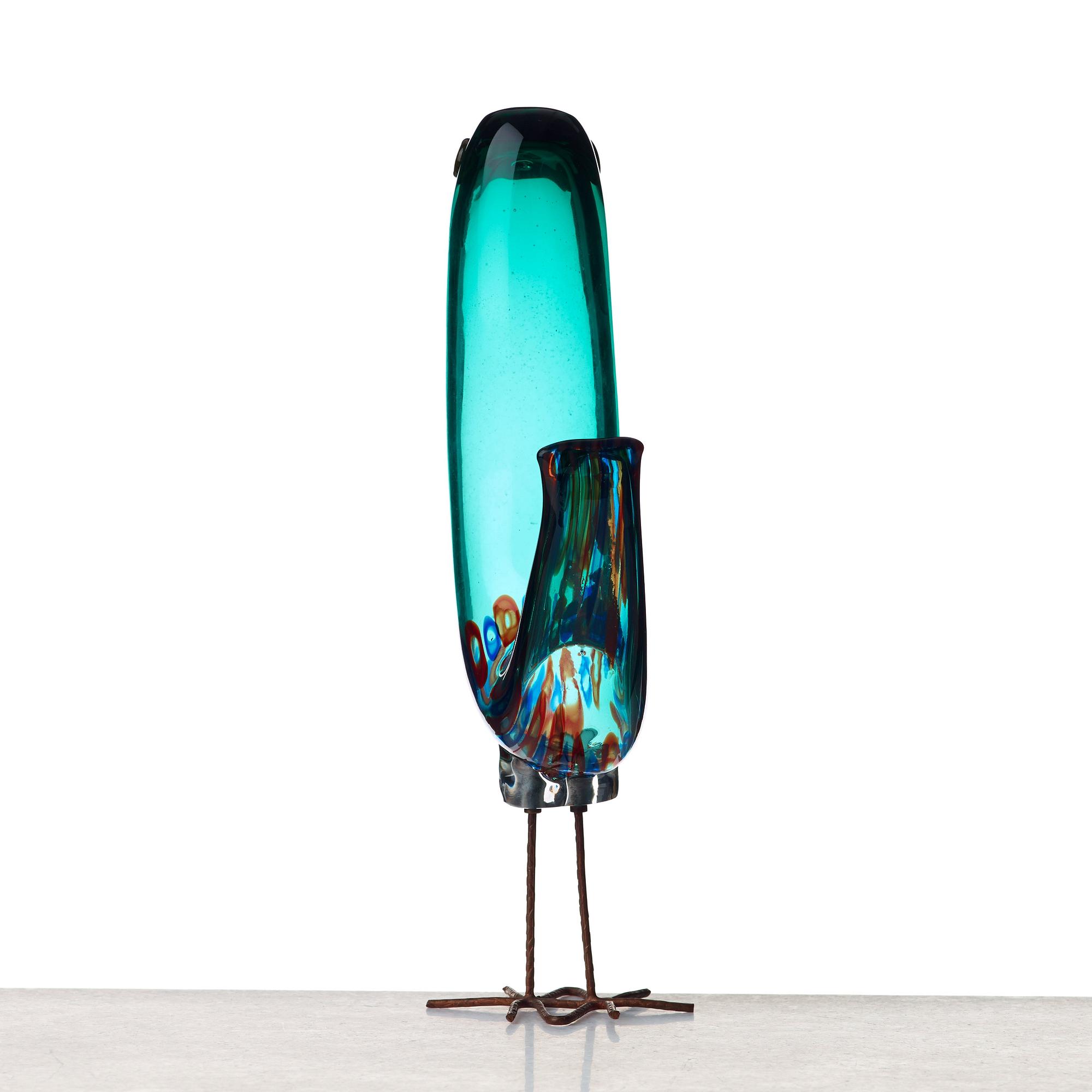 Alessandro Pianon, fågel, "Pulcino", Vistosi, Murano, Italien 1960-tal.