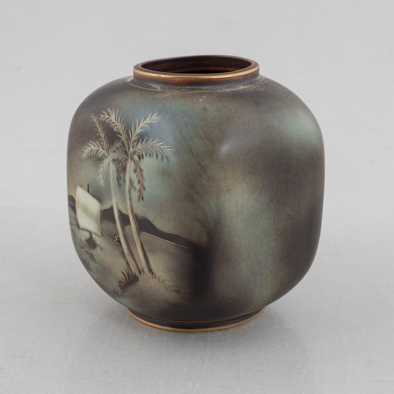 Gunnar Nylund, a "Flambé" vase and dish, Rörstrand, Sweden, 1930's/40's.