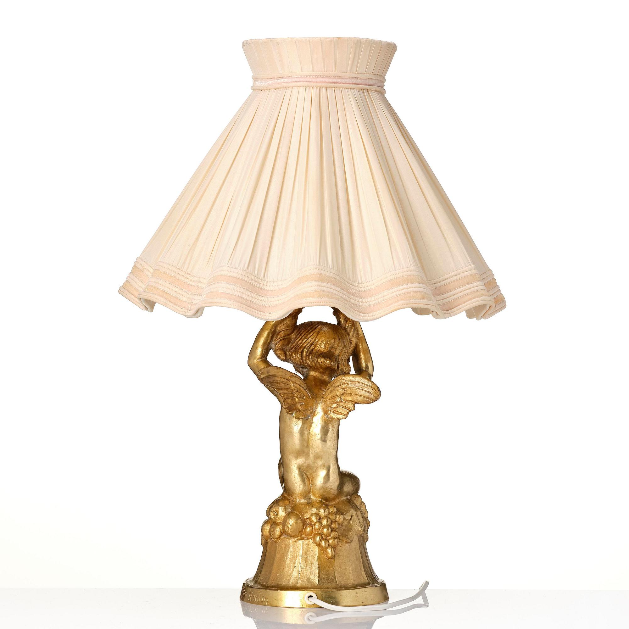 bordslampa, förgylld brons, jugend, ca 1900.