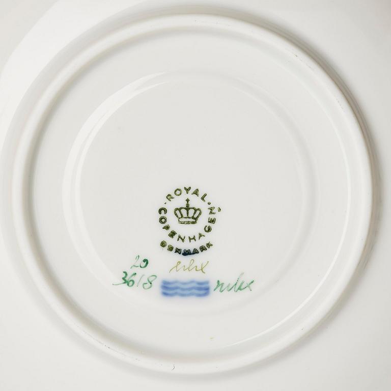 A set of nine Royal Copenhagen 'Flora Danica' cups with saucers, Denmark, 20th century.