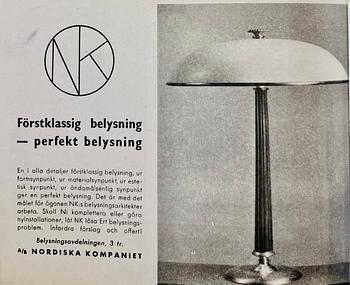 Erik Tidstrand, eller Bertil Brisborg, bordslampa, modell "30246", Nordiska Kompaniet 1940-tal.