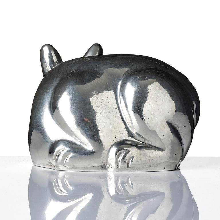 Estrid Ericson, a pewter sculpture of a Siamese cat, Firma Svenskt Tenn, Stockholm, 1968, model "A 2580".