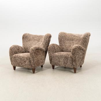 Armchairs, a pair of Scandinavian modern 1940s.