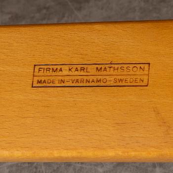 Bruno Mathsson, vilstol med fotpall "Pernilla 1", Firma Karl Mathsson, Värnamo, omkring 1900-talets mitt.