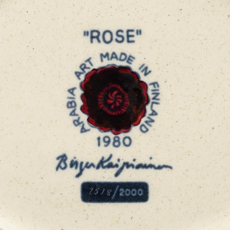 Birger Kaipiainen, fat, keramik, "Rose", Arabia Art, Finland 1980, numrerad 1518/2000.