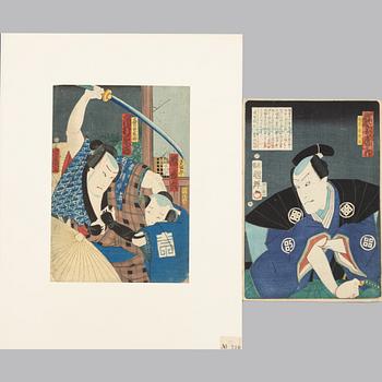 Utagawa Yoshiiku resp Kuniteru, Kabukiskådespelare.