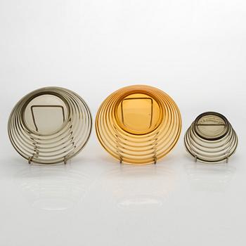 Aino Aalto, skålar, 3 st, "Bölgeblick" Karhula Glassbruk 1930-tal.