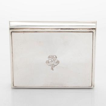 Cigarrskrin, silver, Brødrene Lohne, Bergen, med finska importstämpel, 1900-talets första hälft.