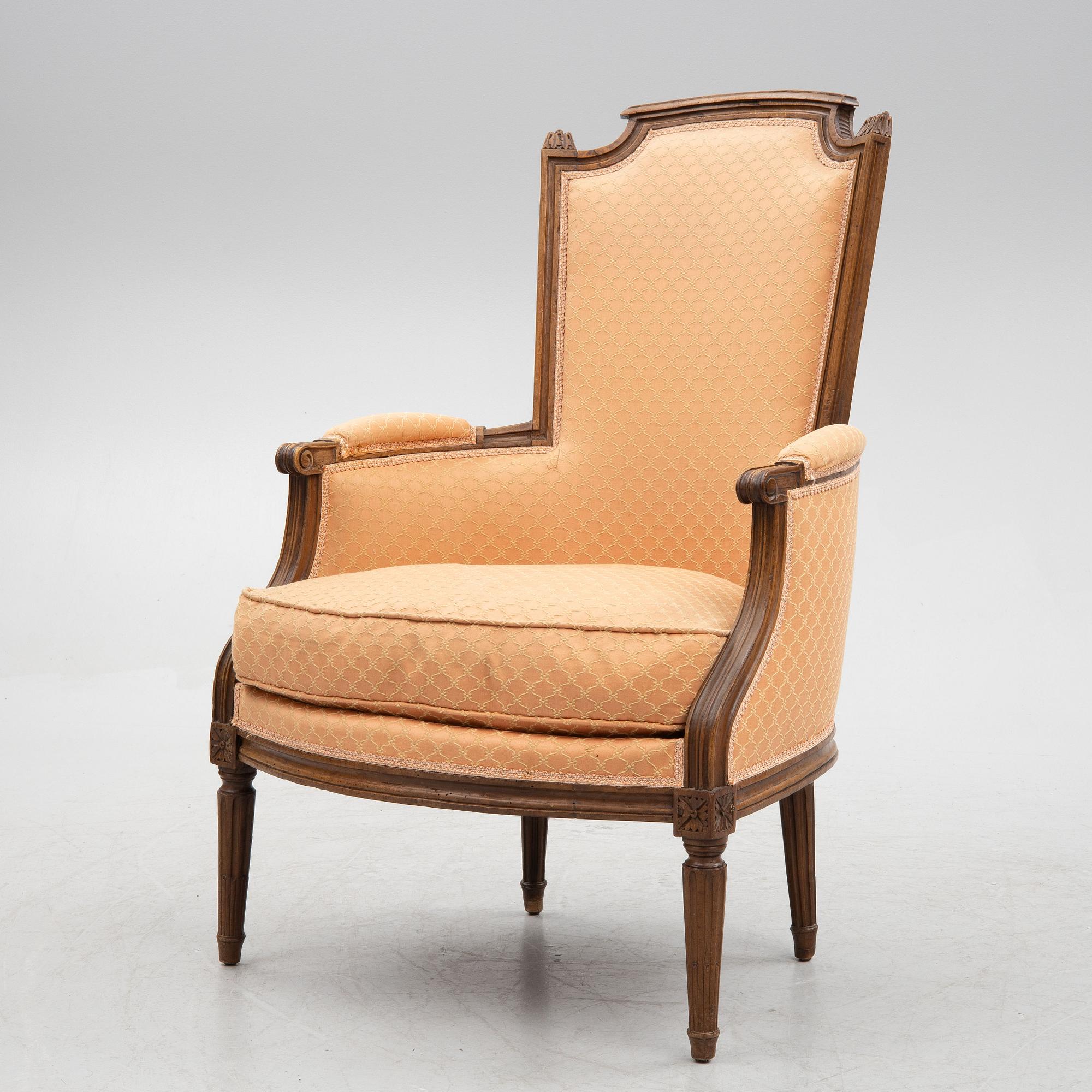 Bergere, Louis XVI, troligen av Martin Jullien, mästare i Paris 1777.