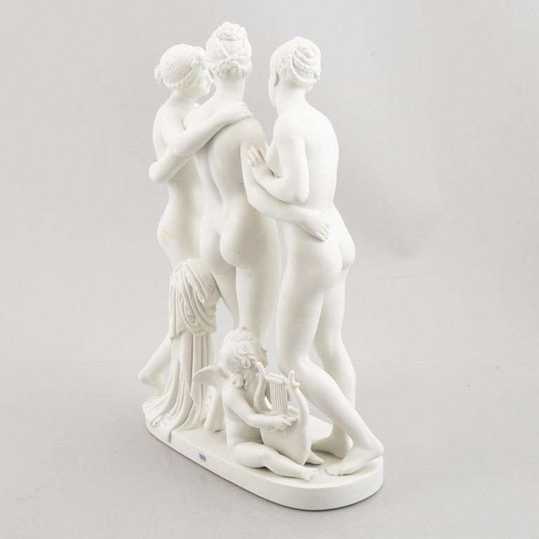 Bertel Thorvaldsen, efter. Figurgrupp, parian, "De tre gracerna", Royal Copenhagen, Danmark.
