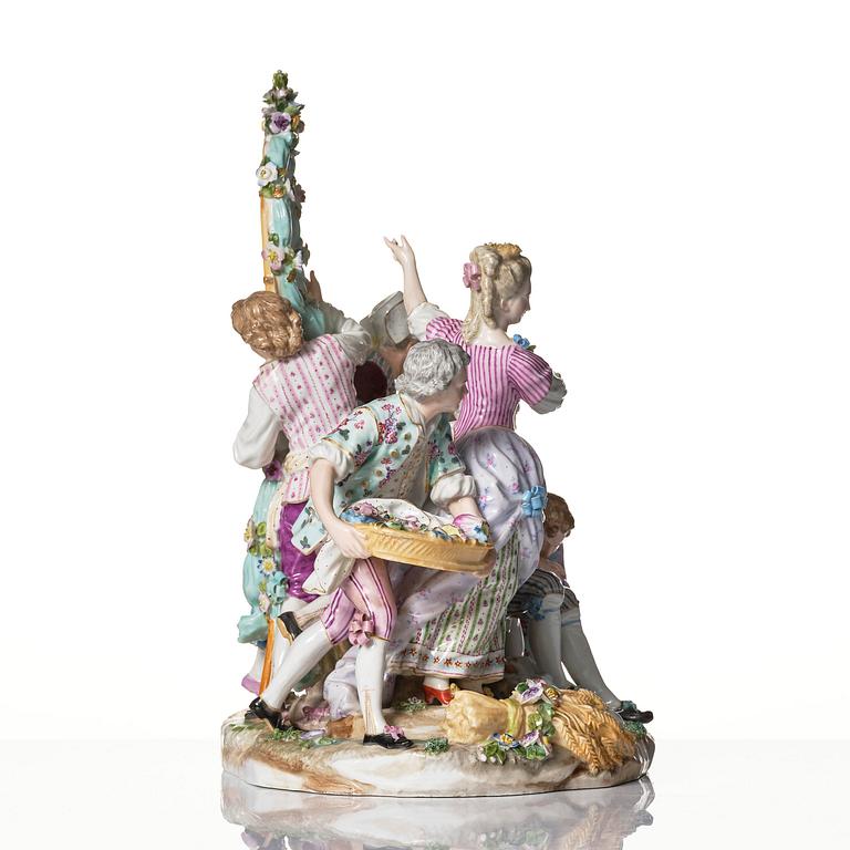 A porcelain figure group, Meissen like mark, 19th century.