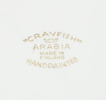 Anja Juurikkala, tallrikar, 6 st, "Crayfish", Arabia, Finland, 1953-1960.