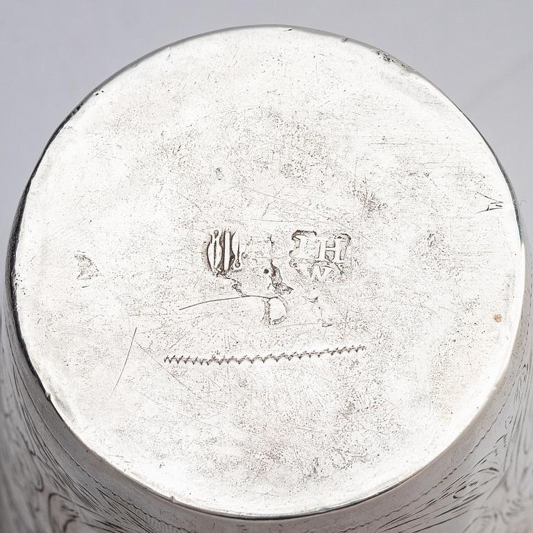 A Swedish late 17th century silver beaker, mark of Johan Wettersten, Borås 1697.