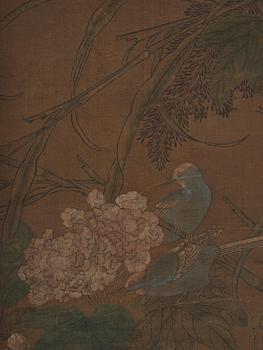 A scroll painting of geese in a landscape, late Qing dynasty/Republic.
