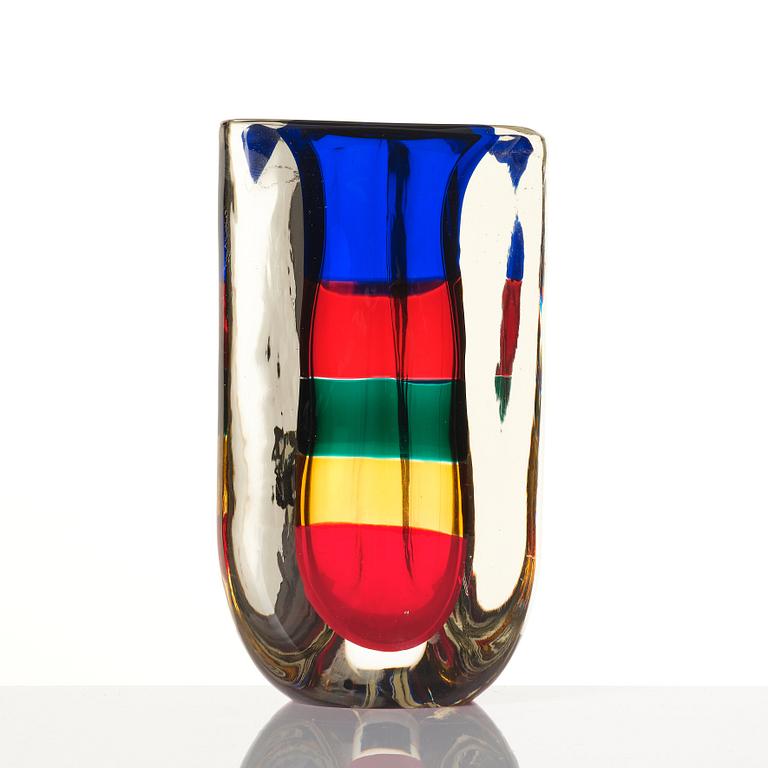 Fulvio Bianconi, a 'Fasce Sommerse' glass vase, Venini, Italy 1995.