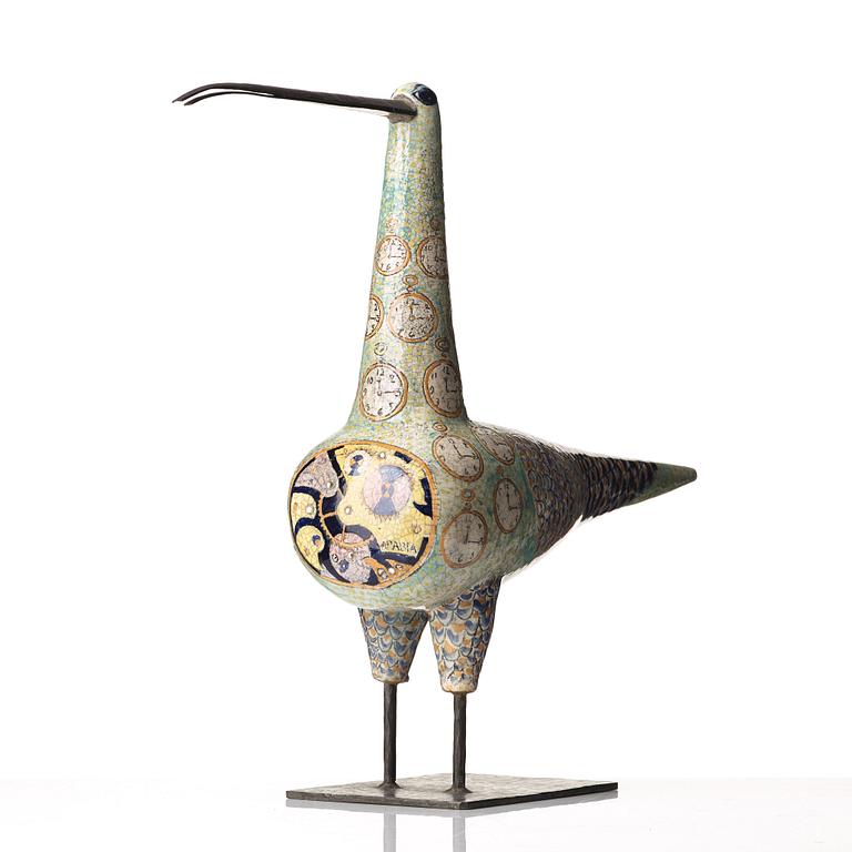 Birger Kaipiainen, skulptur, spov, keramik och metall, Arabia, Finland 1958.