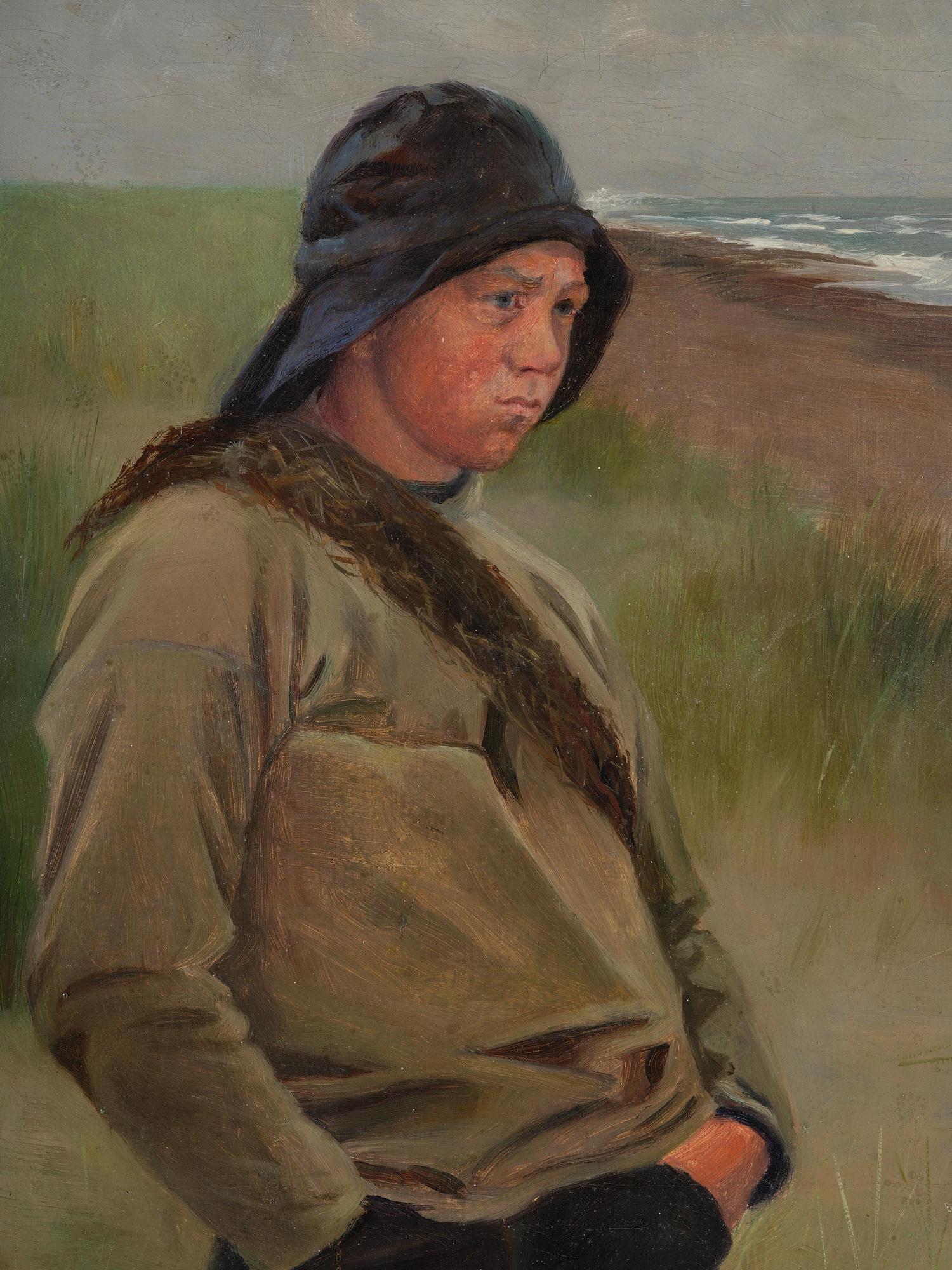Hellewi Kullman, Young fisherman by the shore, Skagen.