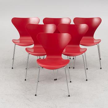 Arne Jacobsen, stolar, 6 st, "Sjuan", Fritz Hansen, Danmark.
