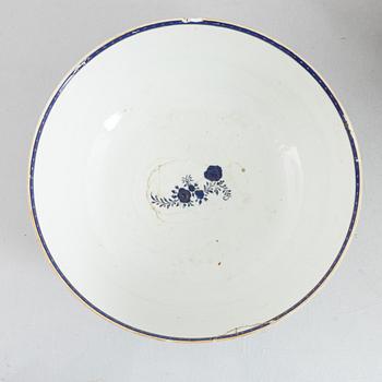 Two Chinese porcelain punch bowls, Qing dynasty, 18th century.