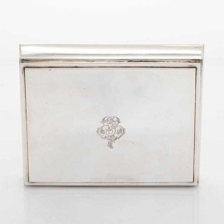 Cigarrskrin, silver, Brødrene Lohne, Bergen, med finska importstämpel, 1900-talets första hälft.