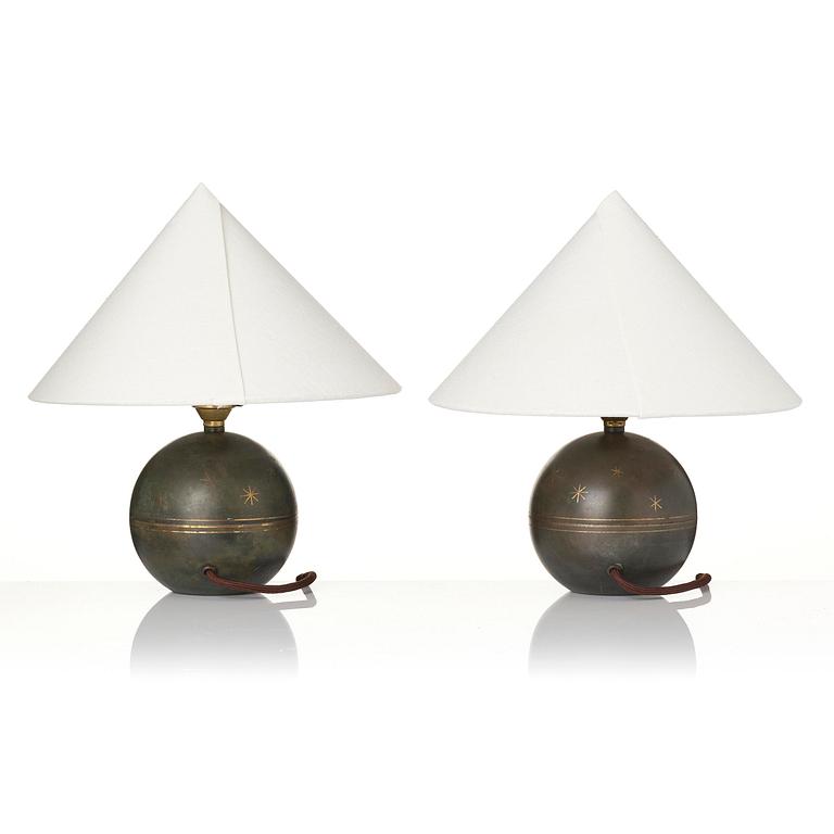 Erik Tidstrand, a pair of table lamps, Nordiska Kompaniet, 1930s.