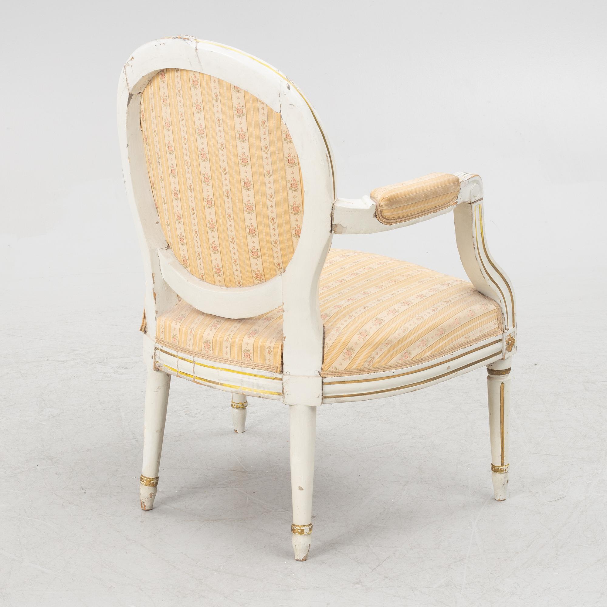 A Gustavian armchair, second half of the 18th century.