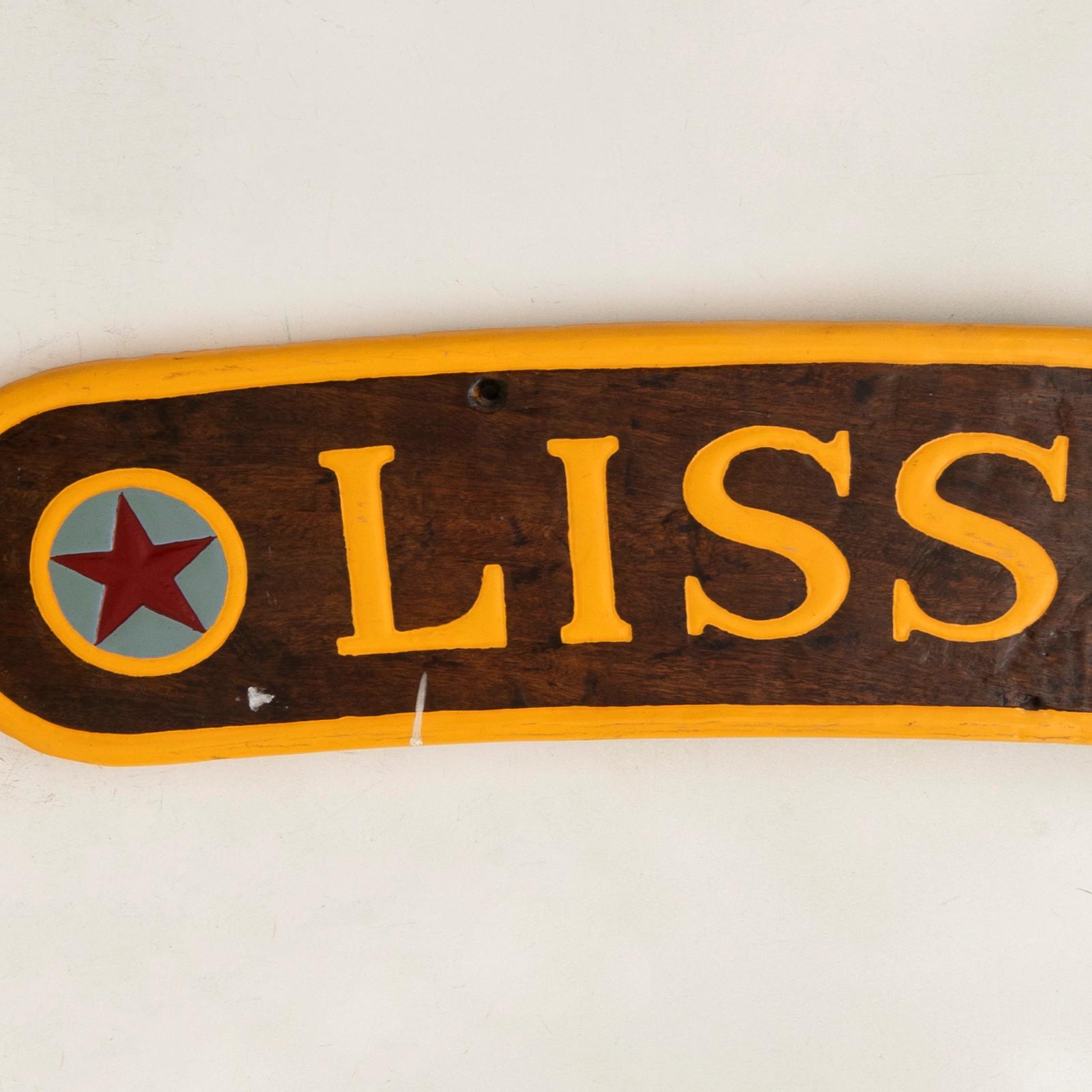 Nameplate for the boat "Lisshovdi" 20th century.