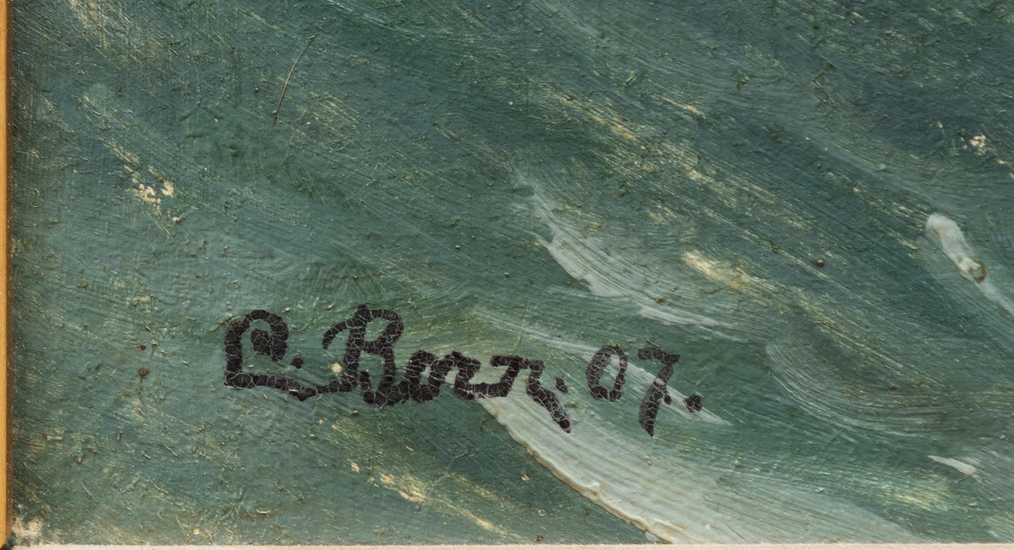Unknown artist, 20th century, Sailing boat by the coast.