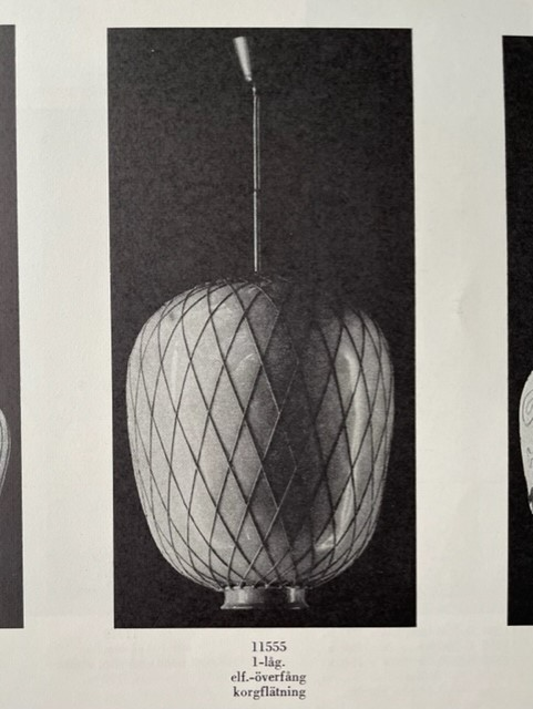 Harald Notini, taklampa, modell "11555", Arvid Böhlmarks Lampfabrik, Stockholm, 1940-tal.