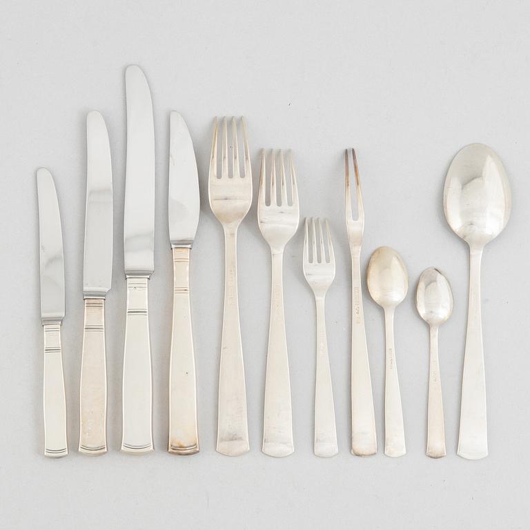 Jacob Ängman, bestickservis, 169 delar, silver, "Rosenholm", GAB,  bl.a. Stockholm 1959.