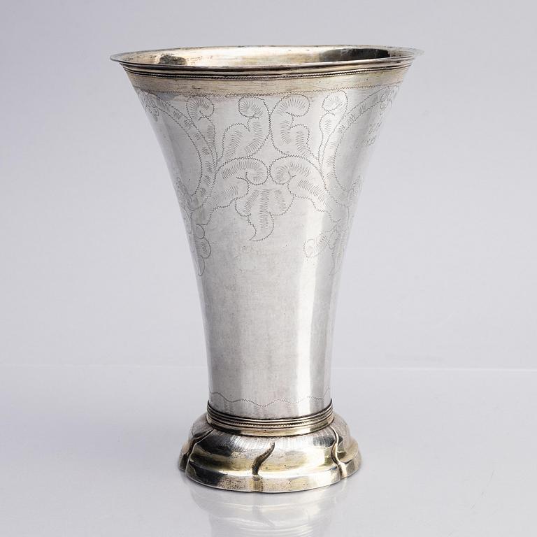 A Swedish parcel-gilt silver beaker, mark of Carl Fredrik Seseman, Arboga 1797.