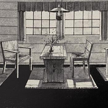 Axel Einar Hjorth, a stained pine "Värmdö" table, Nordiska Kompaniet, Sweden, 1930s.