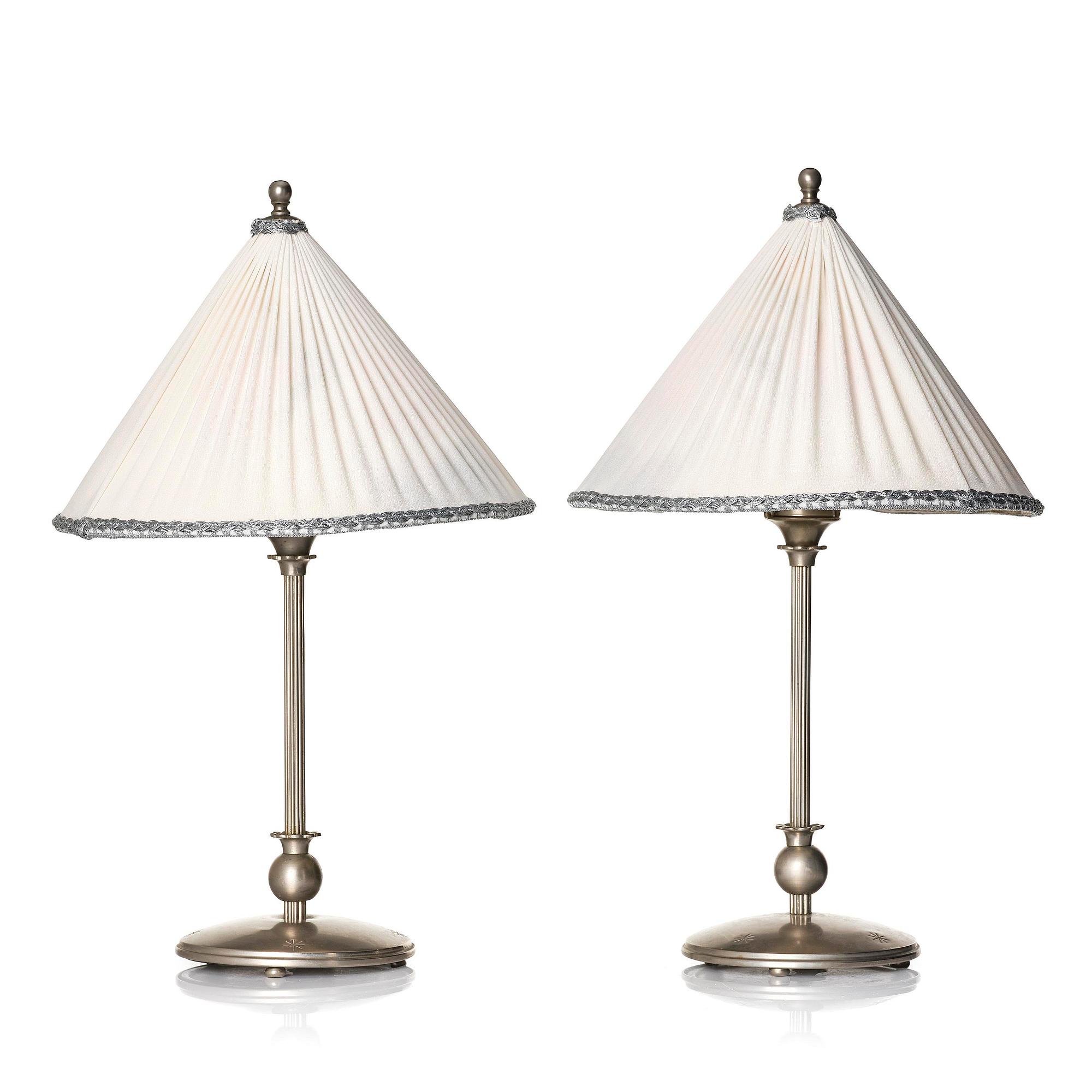 Harald Notini, a pair of Swedish Grace table lamps model "6908", Arvid Böhlmarks Lampfabrik, Stockholm, 1920s-30s.
