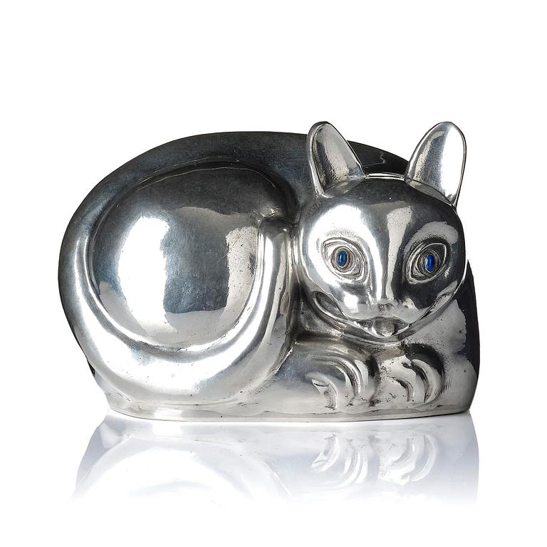 Estrid Ericson, a pewter sculpture of a Siamese cat, Firma Svenskt Tenn, Stockholm, 1968, model "A 2580".