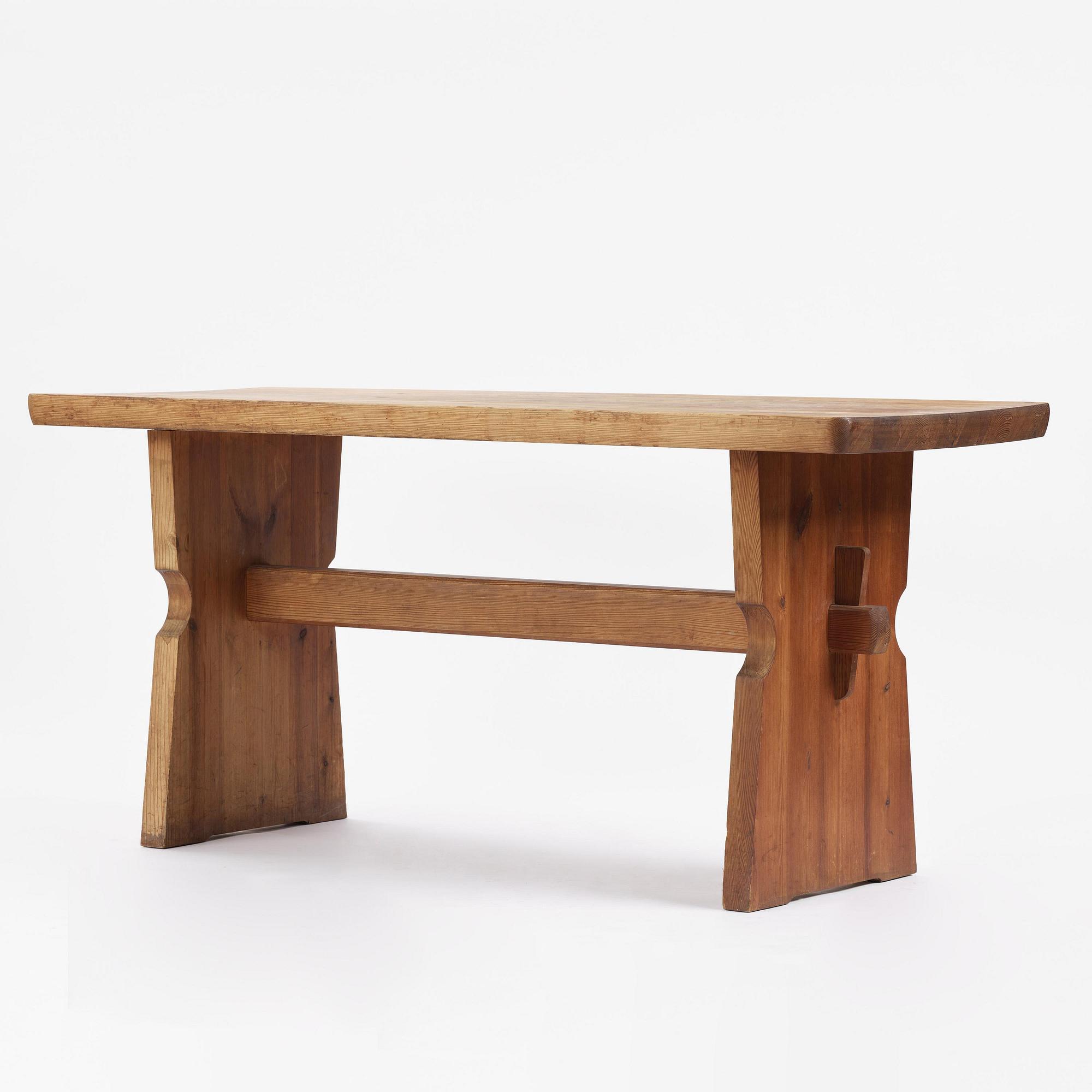 Axel Einar Hjorth, a stained pine "Värmdö" table, Nordiska Kompaniet, Sweden, 1930s.