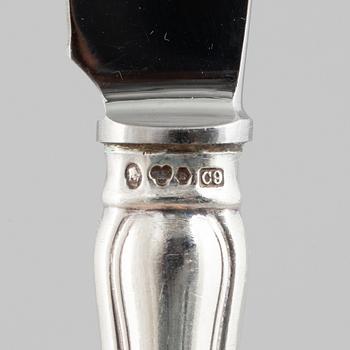 Cutlery, 45 pieces, silver, "Chippendale", CG Halleberg Stockholm 1940s/50s.