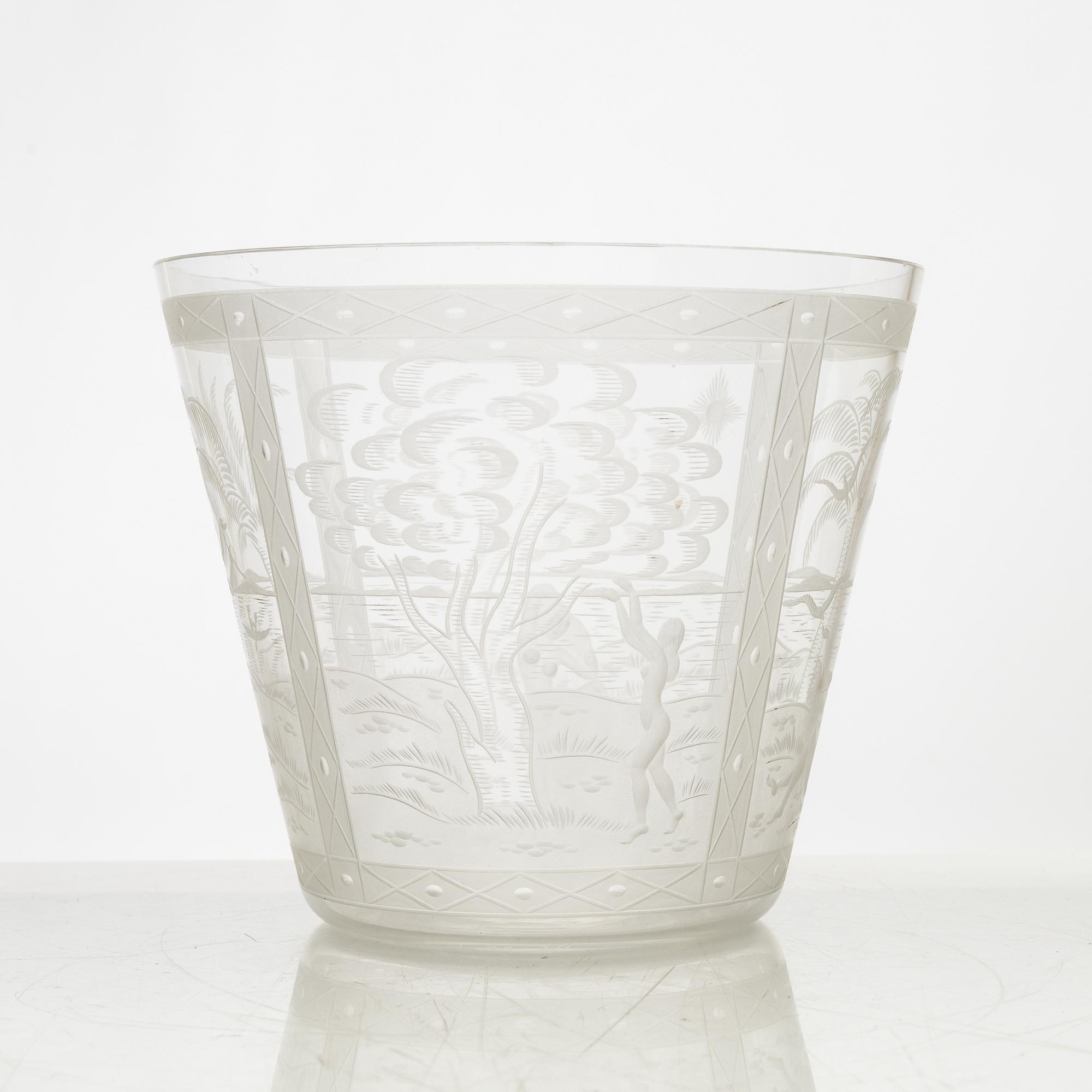 Edward Hald, a glass bowl/vase, Orrefors, Sweden,.