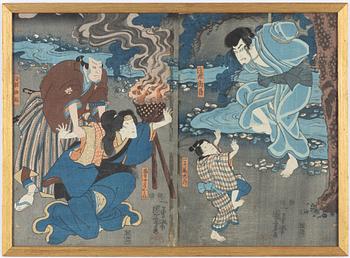 Utagawa Kunisada, diptyk.