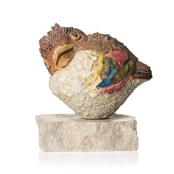 142. Tyra Lundgren, skulptur, chamotterat stengods, fågel, egen ateljé, Bredkvie, Gotland.