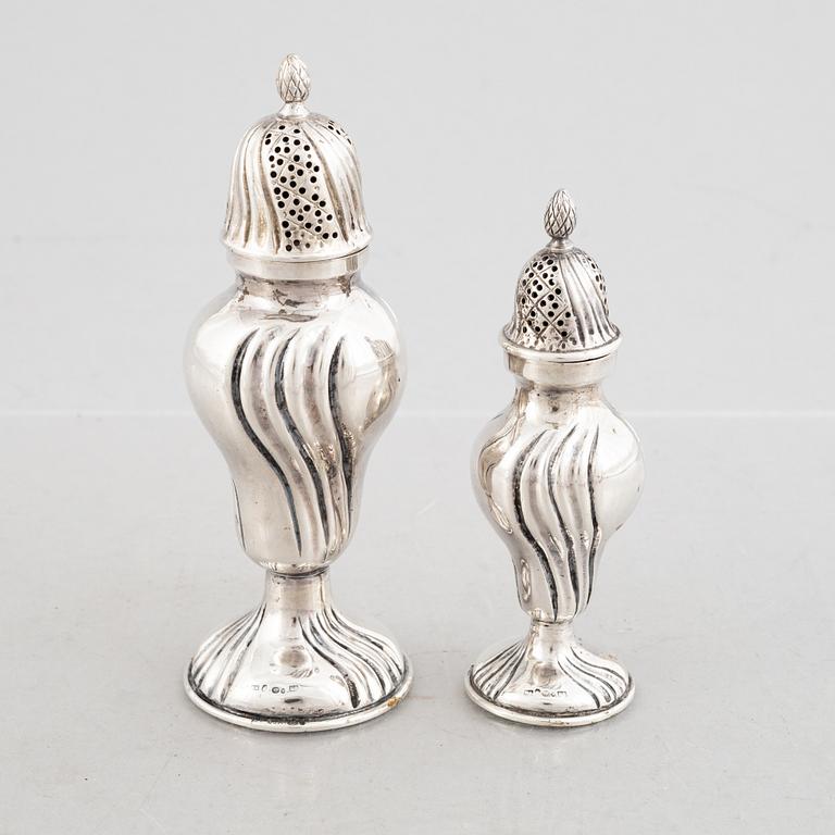 Two Swedish silver salt shakers, mark of K Andersson, Stockholm 1936.