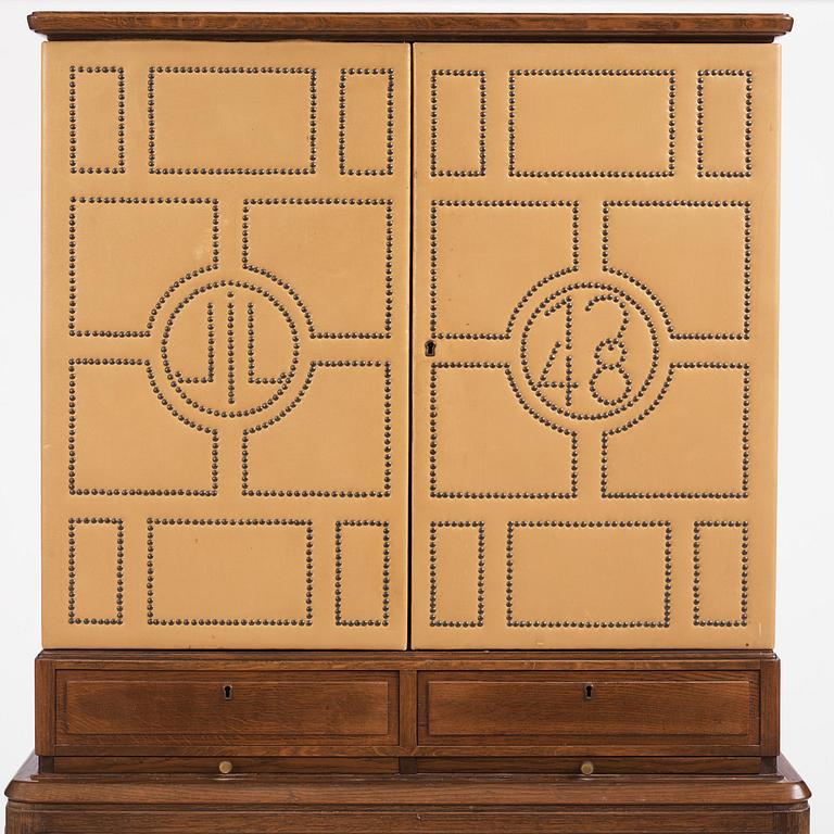 Otto Schulz, a Swedish Modern oak and faux leather bar cabinet, Boet, Gothenburg, 1948.