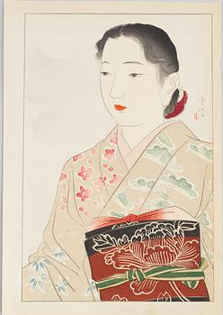 Hanko Kajita (1870-1917) "Woman Walking Through the Snow" i roman, samt Shuho Yamakawa (1898-1944) "Young Woman in mo...
