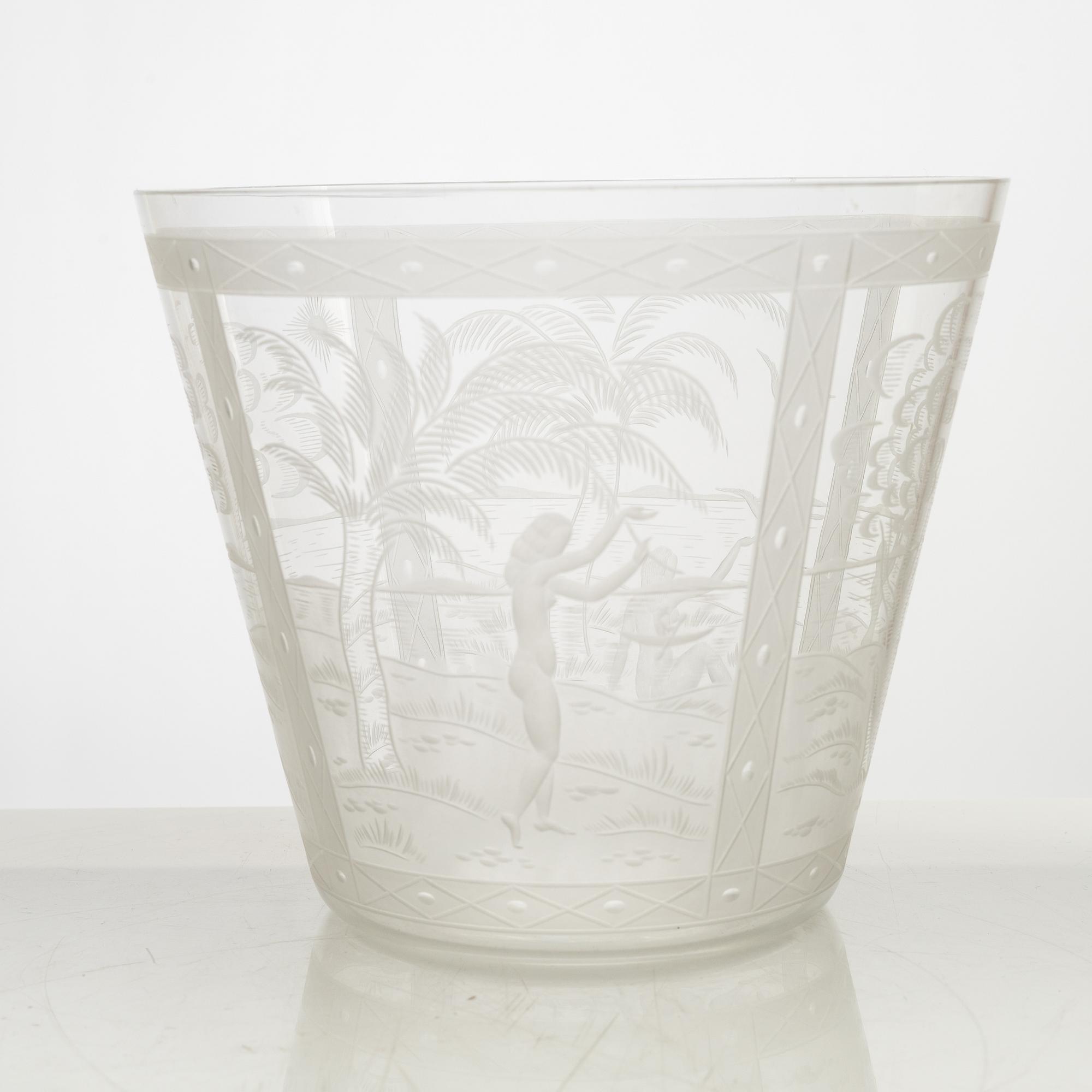 Edward Hald, a glass bowl/vase, Orrefors, Sweden,.