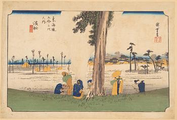 Ando Utagawa Hiroshige, three woodblock prints.