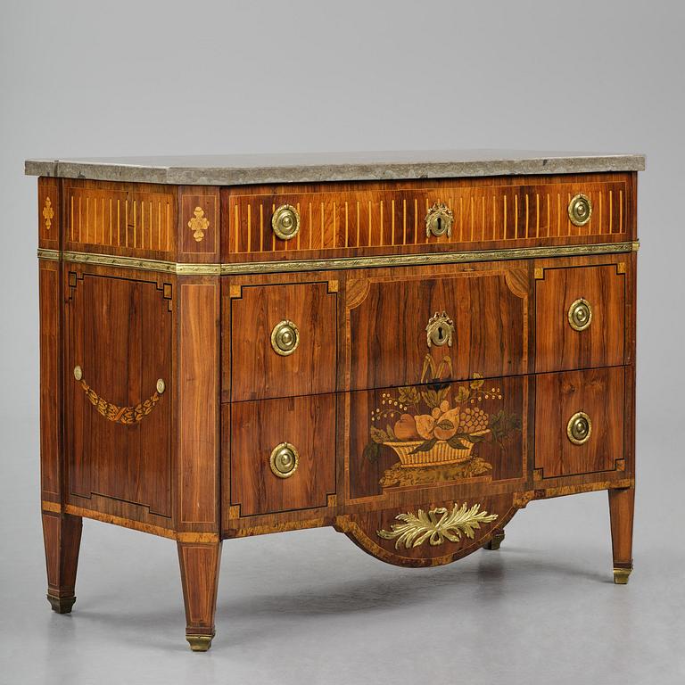 A Gustavian marquetry and gilt brass-mounted commode by G. Foltiern (master in Stockholm 1771-1804).