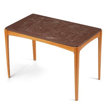 322. Ulla Fogelklou-Skogh, bord, alm med skiva av kalksten, Swedish Modern, 1940-tal.