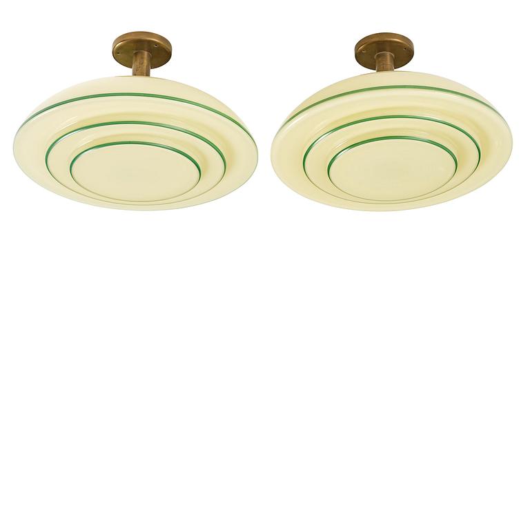 Harald Notini, a pair of ceiling lamps model "10755", Arvid Böhlmarks Lampfabrik, Stockholm, 1930s.