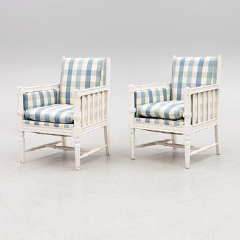 A pair of Gustavian style chairs, late 19th century.